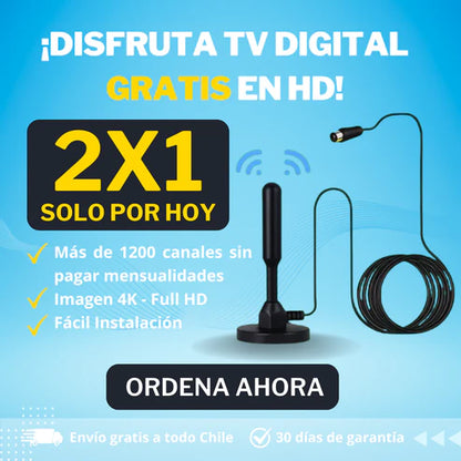 Oferta 2x1 ZapiTV® Antena Digital con canales Full HD gratis para toda la familia